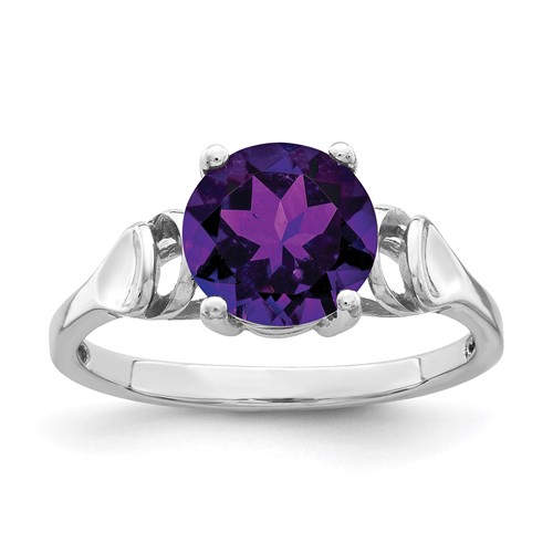 14K White Gold 8mm Amethyst Ring