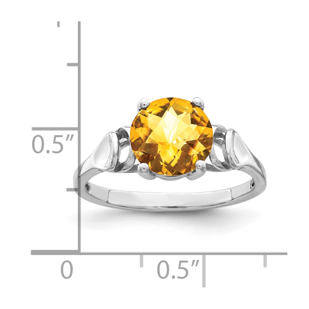 14k White Gold 8mm Citrine Checker ring (Y4723CC)