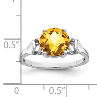 14K White Gold 8mm Citrine Checker-cut Ring view 2