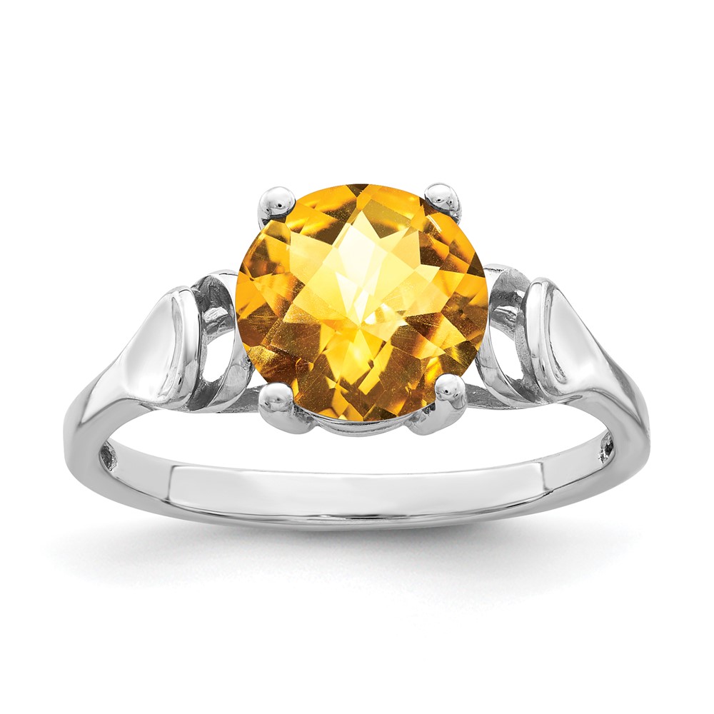 14k White Gold 8mm Citrine Checker ring (Y4723CC)