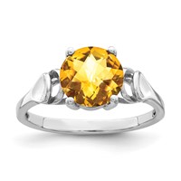 14K White Gold 8mm Citrine Checker-cut Ring view 1