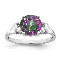 14K White Gold 8mm Mystic Fire Topaz Ring view 1
