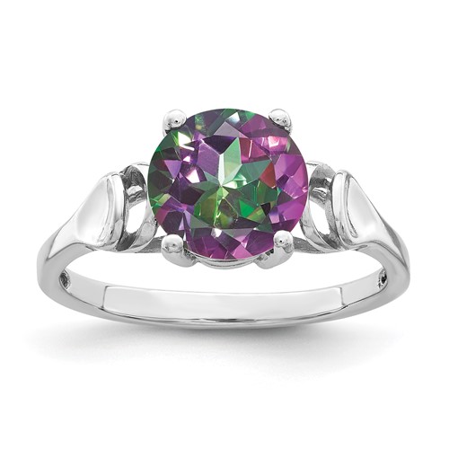 14K White Gold 8mm Mystic Fire Topaz Ring