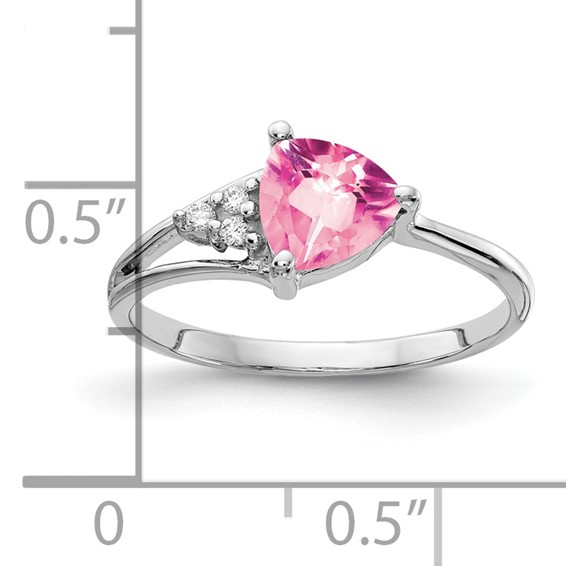 14k White Gold 6mm Pink Tourmaline AAA Diamond ring