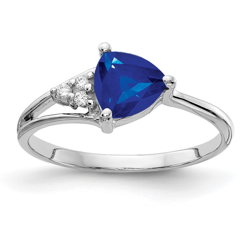 14K White Gold 6mm Sapphire VS Diamond Ring
