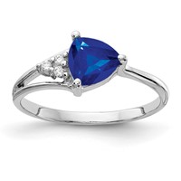 14K White Gold 6mm Sapphire VS Diamond Ring view 1