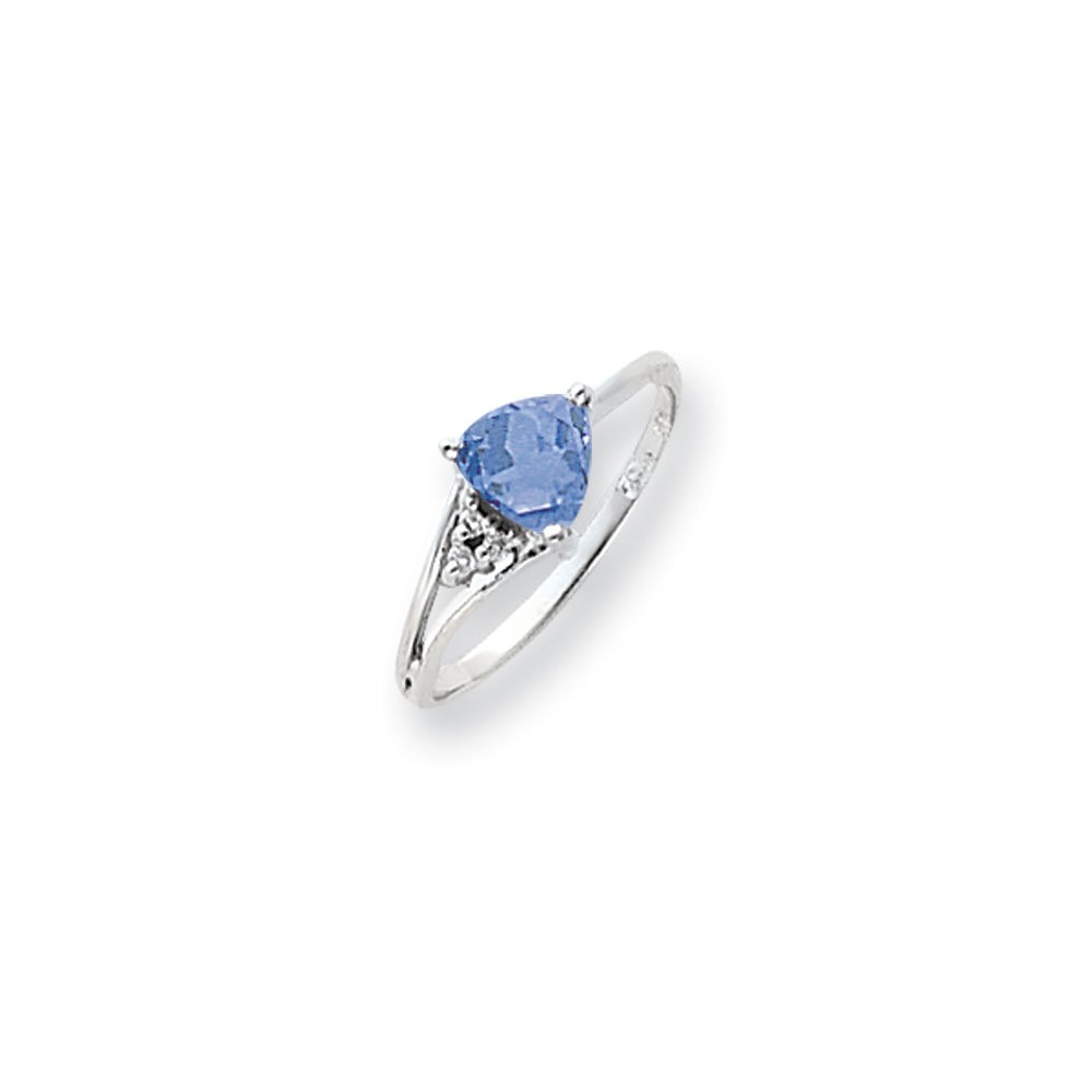 14K White Gold 6mm Tsavorite Aaa Diamond Ring