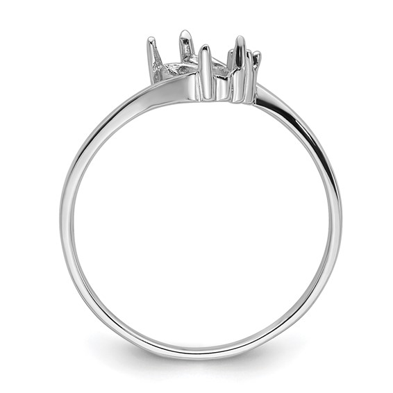 14k White Gold Holds 1-1.1mm Round and 1-7x3.5mm Marquise Gemstone Ring Mounting