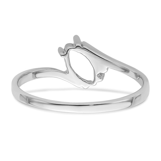 14k White Gold Holds 1-1.1mm Round and 1-7x3.5mm Marquise Gemstone Ring Mounting