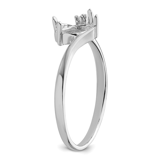 14k White Gold Holds 1-1.1mm Round and 1-7x3.5mm Marquise Gemstone Ring Mounting