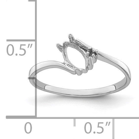 14k White Gold Holds 1-1.1mm Round and 1-7x3.5mm Marquise Gemstone Ring Mounting