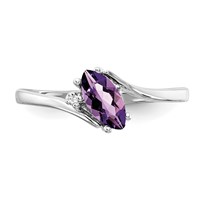 14K White Gold 7x3.5mm Marquise Amethyst and AA Diamond Ring view 5