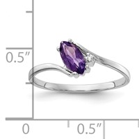 14K White Gold 7x3.5mm Marquise Amethyst and AA Diamond Ring view 3