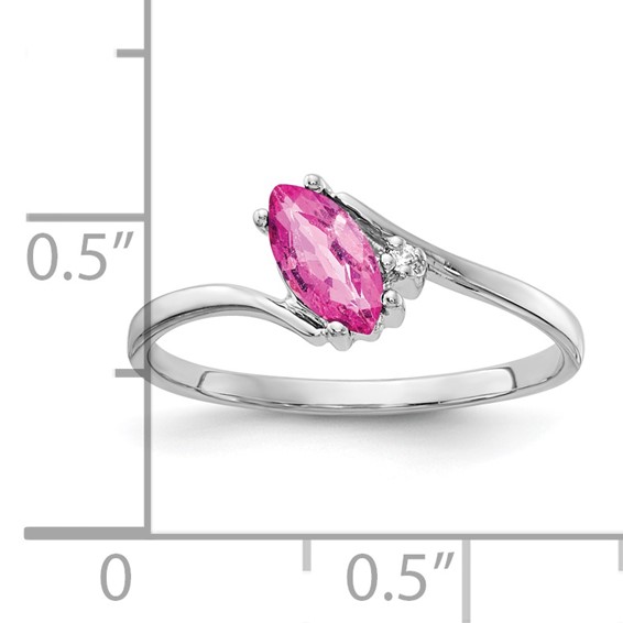 14k White Gold 7x3.5mm Marquise Pink Sapphire A Diamond ring