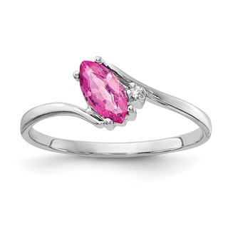 14k White Gold 7x3.5mm Marquise Pink Sapphire VS Diamond ring