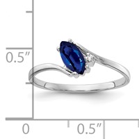 14K White Gold 7x 3.5mm Blue Marquise Sapphire and AA Diamond Ring view 2