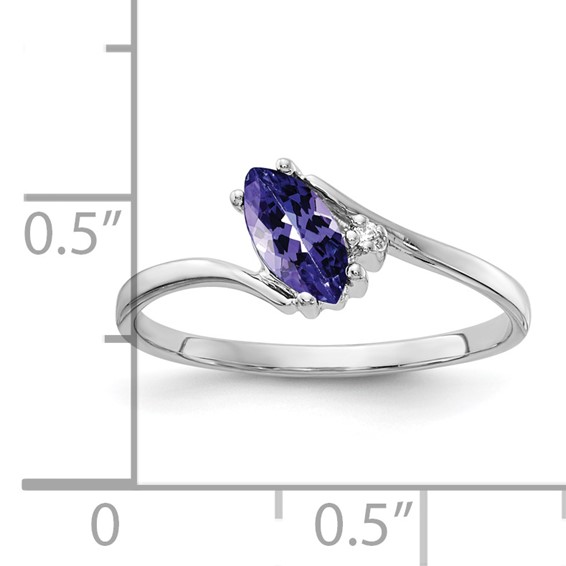 14k White Gold 7x3.5mm Marquise Tanzanite AAA Diamond ring