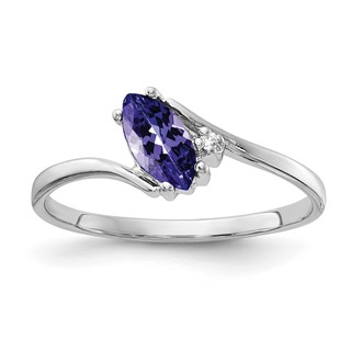 14k White Gold 7x3.5mm Marquise Tanzanite AAA Diamond ring