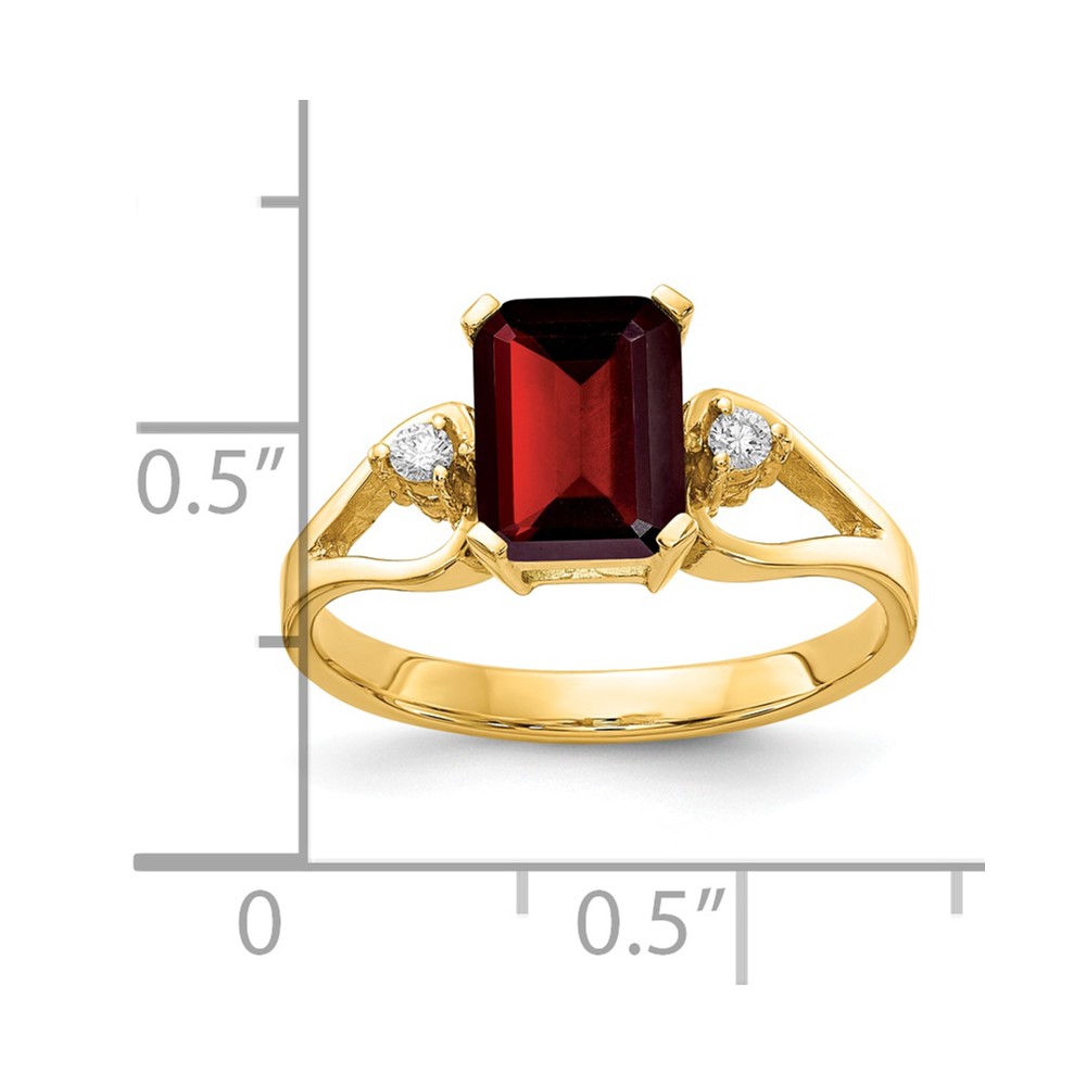 14k 8x6mm Emerald Cut Garnet AA Diamond ring (Y4749GA/AA)