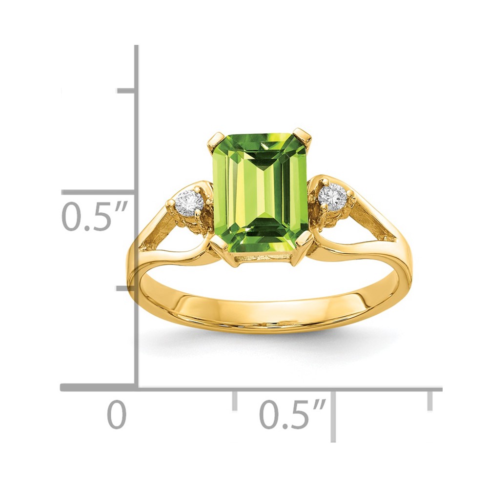 14k 8x6mm Emerald Cut Peridot AA Diamond ring (Y4749PE/AA)