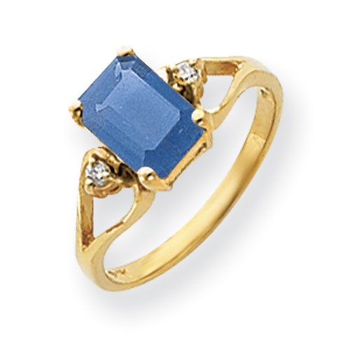 14K Yellow Gold 8x 6mm Emerald Cut Tsavorite Aaa Diamond Ring