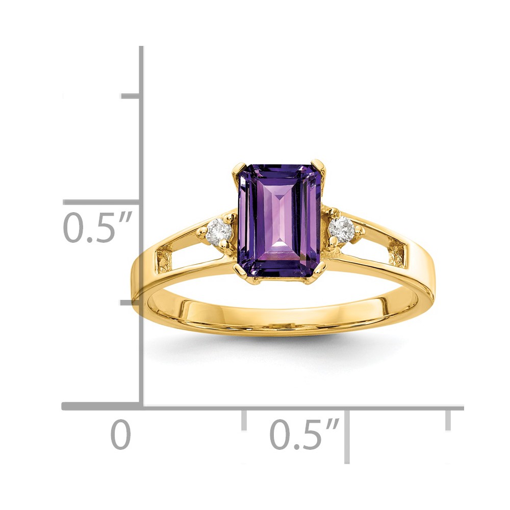 14k 7x5mm Emerald Cut Amethyst AA Diamond ring (Y4757AM/AA)