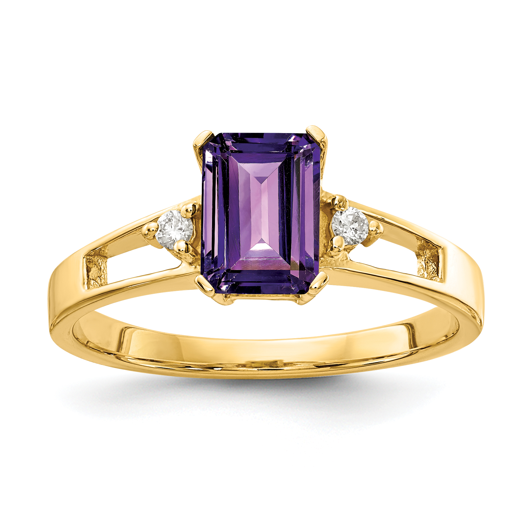 14k 7x5mm Emerald Cut Amethyst A Diamond ring (Y4757AM/A)