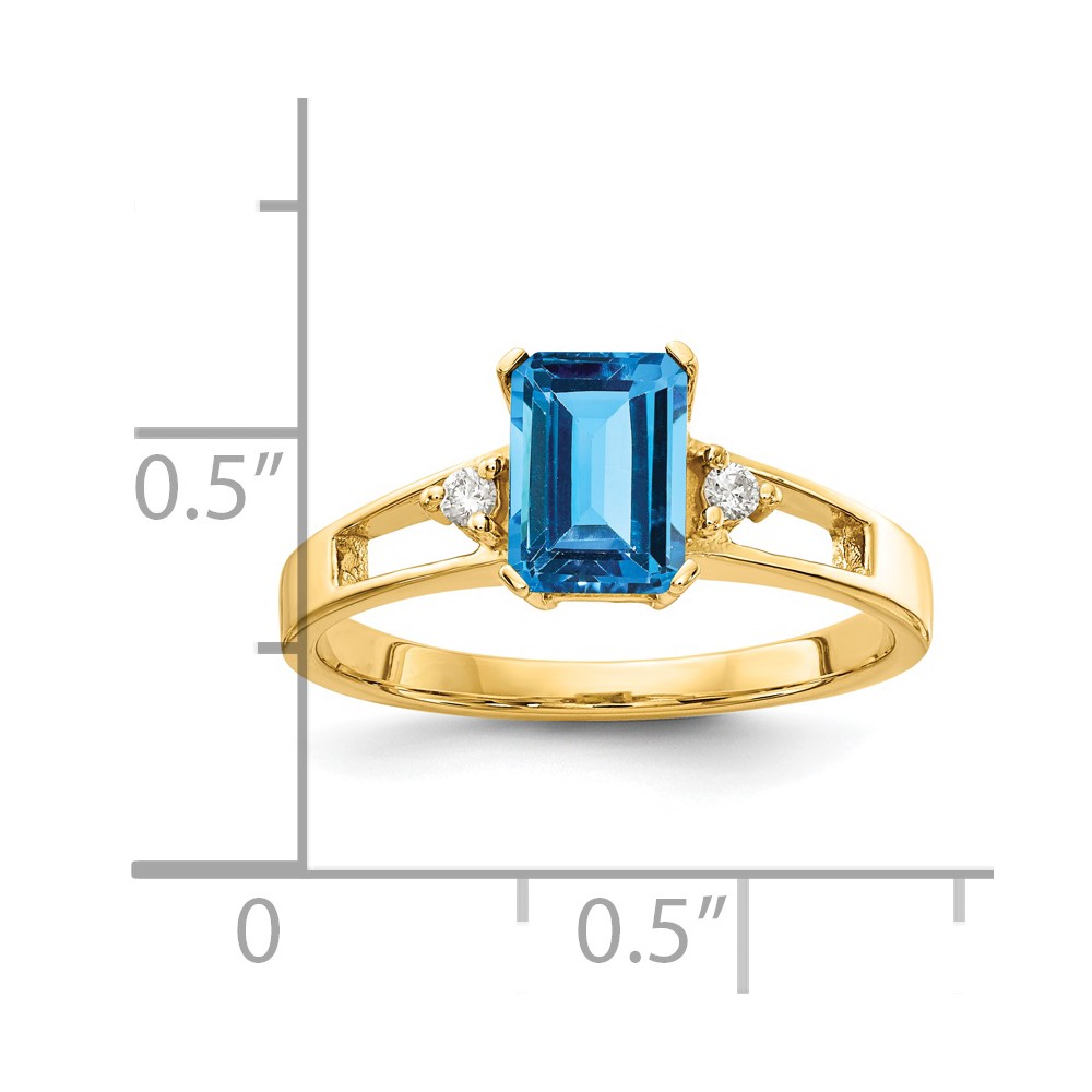 14k 7x5mm Emerald Cut Blue Topaz A Diamond ring (Y4757BT/A)