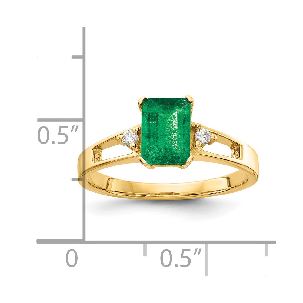 14k 7x5mm Emerald Cut Emerald AA Diamond ring (Y4757E/AA)