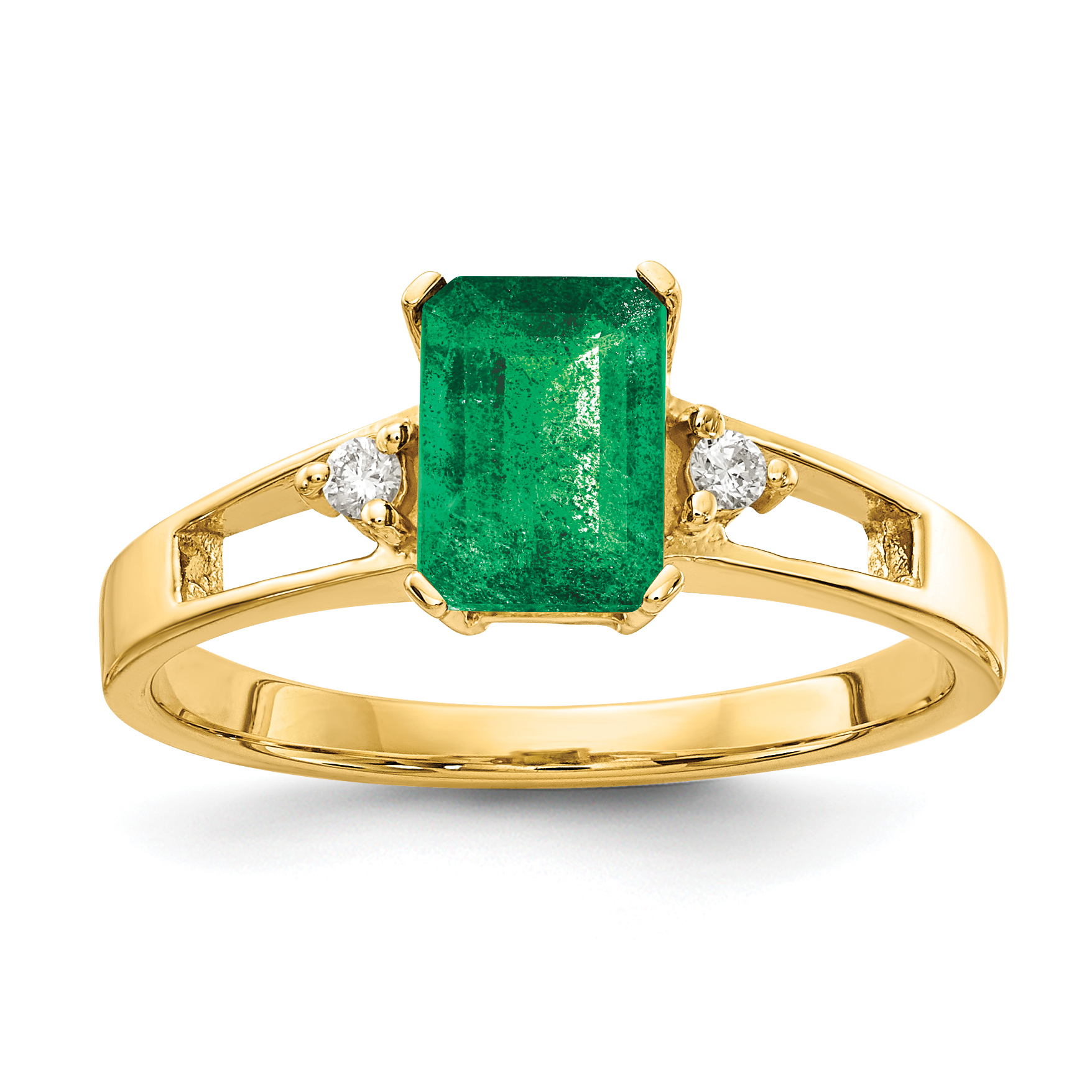 14k 7x5mm Emerald Cut Emerald AA Diamond ring (Y4757E/AA)