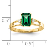 14K Yellow Gold 7x 5mm Emerald-cut Mount St. Helens and 0.05 Carat a Diamond Ring view 2