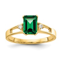 14K Yellow Gold 7x 5mm Emerald-cut Mount St. Helens and 0.05 Carat a Diamond Ring view 1