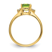 14K Yellow Gold 7x 5mm Emerald Cut Peridot Aaa Diamond Ring view 2