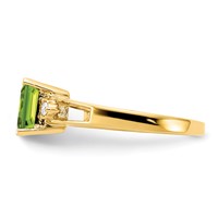 14K Yellow Gold 7x 5mm Emerald Cut Peridot Aaa Diamond Ring view 4