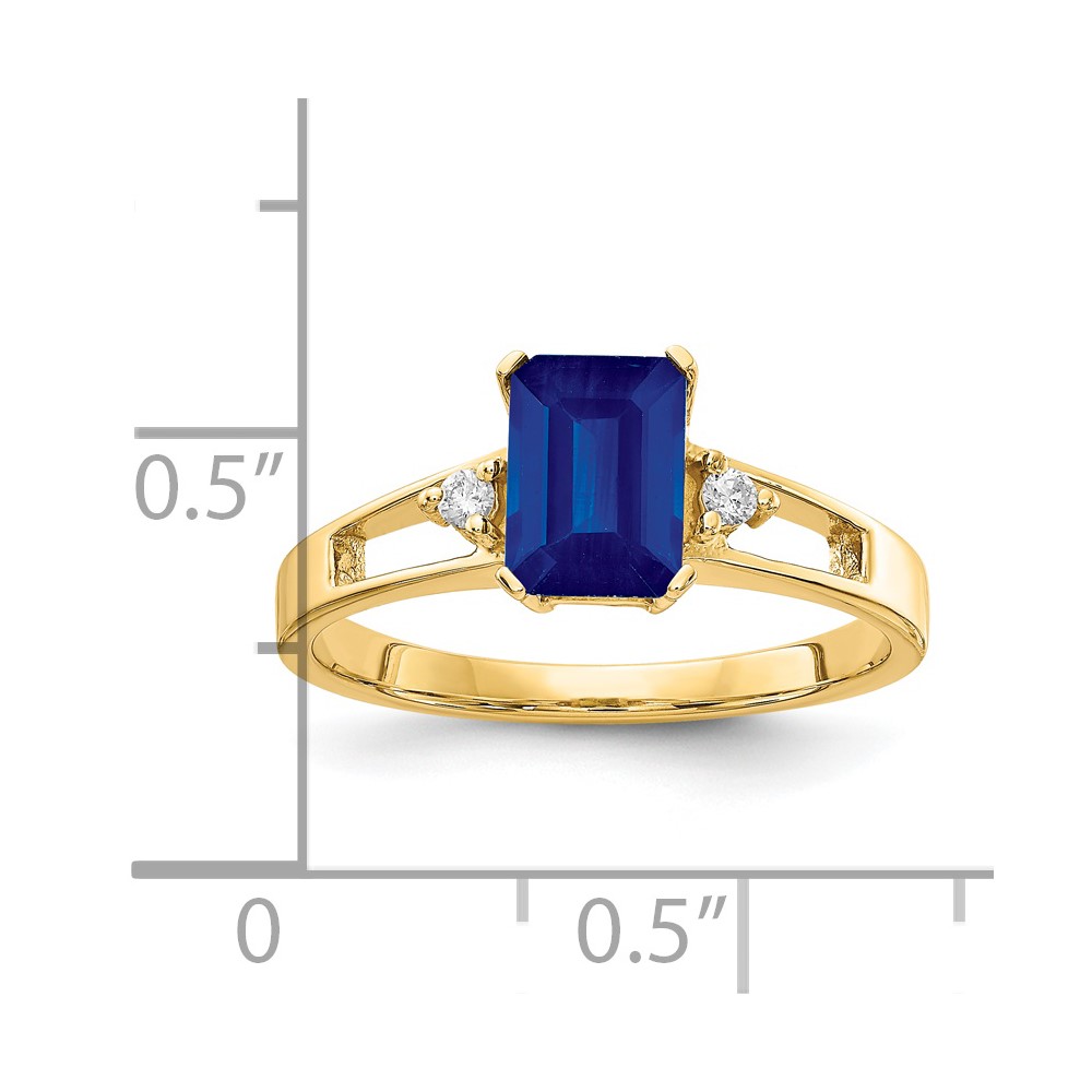 14k 7x5mm Emerald Cut Sapphire AA Diamond ring (Y4757S/AA)