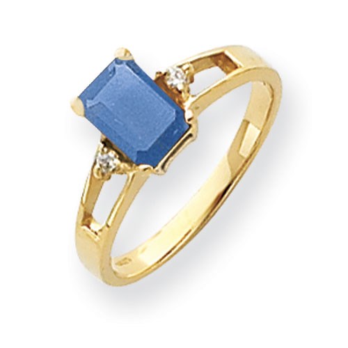 14K Yellow Gold 7x 5mm Emerald Cut Tsavorite a Diamond Ring