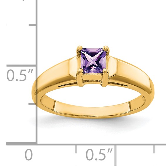 14k 4mm Princess Cut Amethyst ring