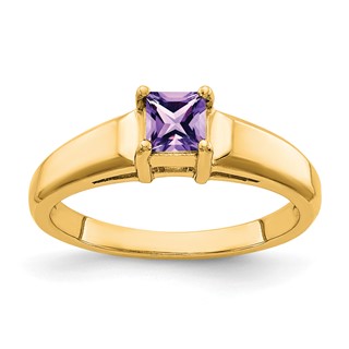 14k 4mm Princess Cut Amethyst ring