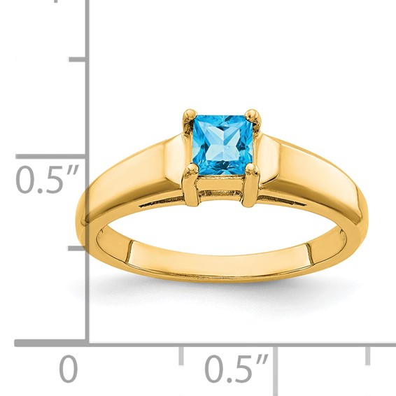 14k 4mm Princess Cut Blue Topaz ring