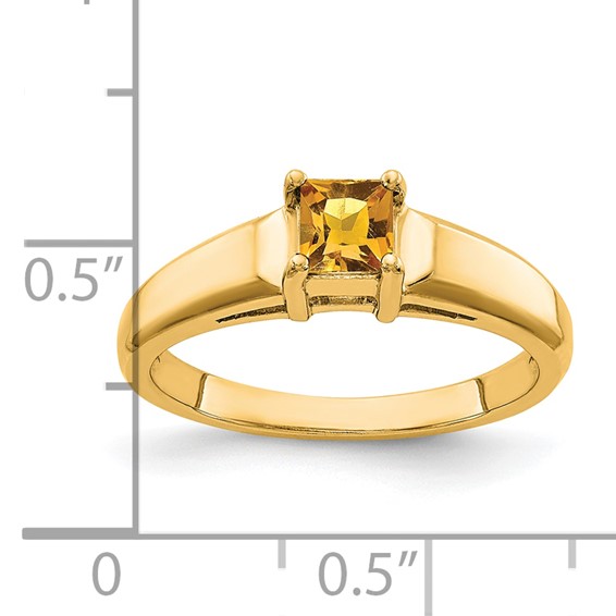 14k 4mm Princess Cut Citrine ring