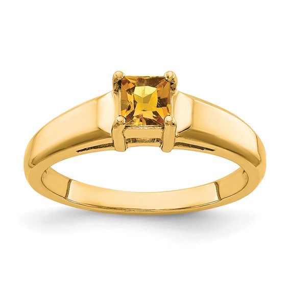 14k 4mm Princess Cut Citrine ring