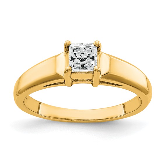 14k 4mm Princess Cut Cubic Zirconia ring