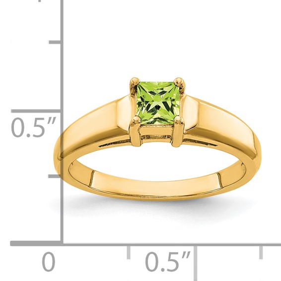 14k 4mm Princess Cut Peridot ring