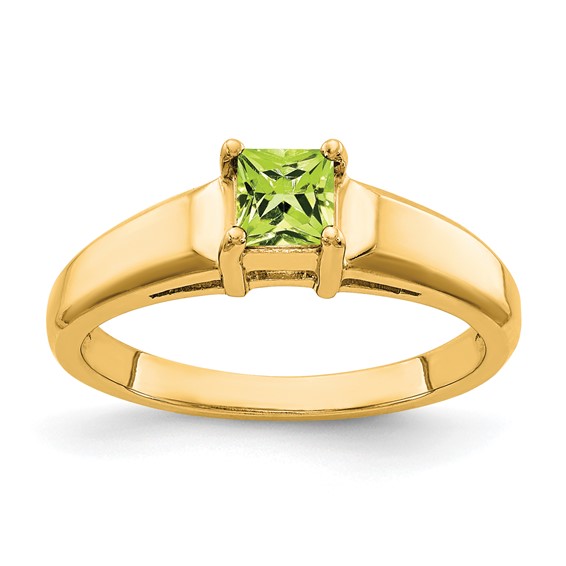 14k 4mm Princess Cut Peridot ring