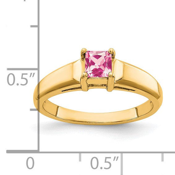 14k 4mm Princess Cut Pink Tourmaline ring