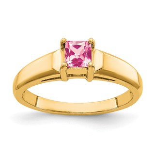 14k 4mm Princess Cut Pink Tourmaline ring