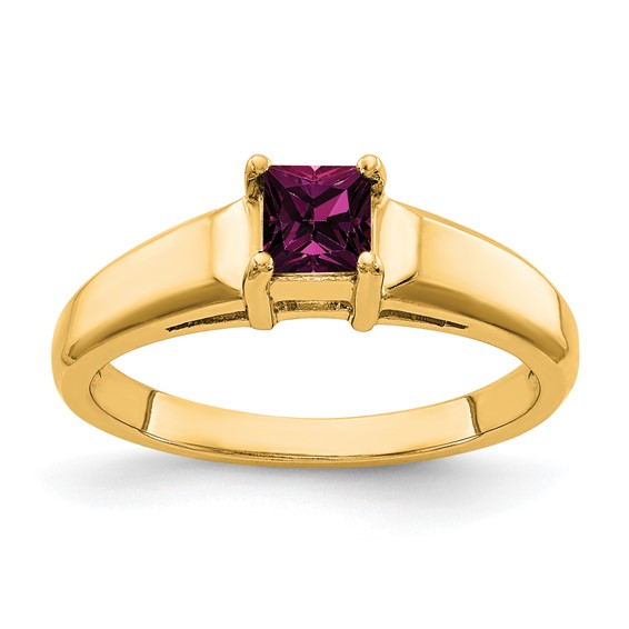 14k 4mm Princess Cut Rhodolite Garnet ring