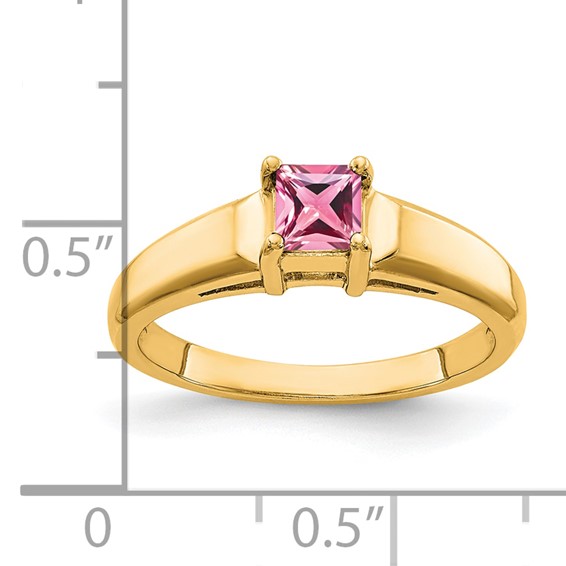 14k 4mm Princess Cut Pink Sapphire ring