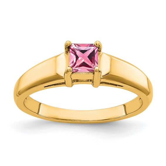 14k 4mm Princess Cut Pink Sapphire ring
