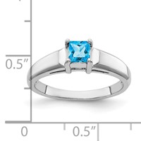 14K White Gold 4mm Princess-Cut Blue Topaz Ring view 2